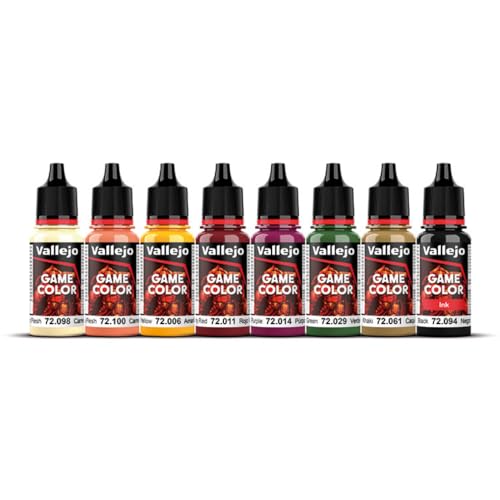 Vallejo - Aztec Dragons Acrylic Paint Set | Game Color | Fantasy Color Series Miniature Model Kit for a High Pigment Matte Finish | 8 Bottles x 18 ml. (0.60 fl.oz) - style: Aztec Dragons