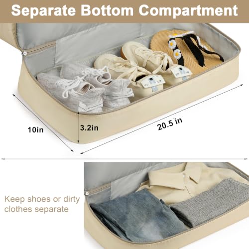 IBFUN Weekender Bags for Women, 21" Travel Duffle Bag with Shoe Compartment - color: E2-Khaki