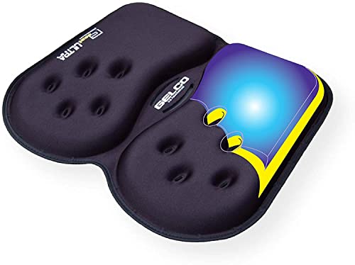 GSeat Ultra Orthopedic Gel and Foam Seat Cushion (Black) – for Coccyx, Back, Tailbone, Prostate, Postnatal, and Sciatica Pain/Discomfort – Office, Car, Chair, Travel - color: Black