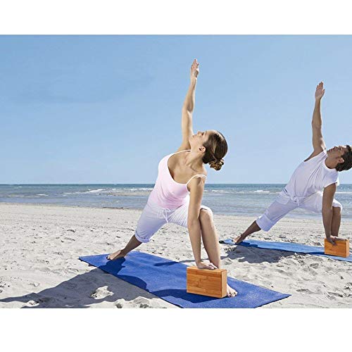 Bamboo Yoga Block (2 PCS), Bamboo Handstand Block,Support Brick to Deepen Poses, Improve Strength and Aid Balance and Flexibility