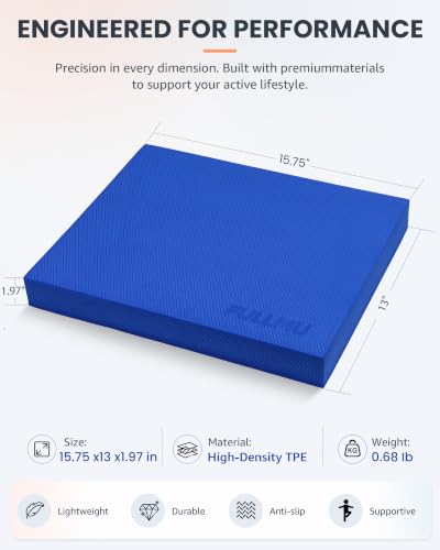 Balance Pad, High-Density TPE Foam, 15.75 x 13 x 2 Inches, Blue | Non-Slip Surface, Firm Yet Cushioned, Controlled Instability, Ankle Stability, Core Strength, Yoga, Pilates and Mobility
