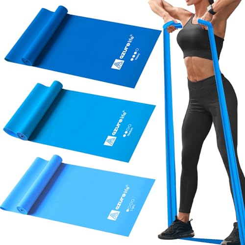 A AZURELIFE Resistance Bands,Professional Long Non-Latex Elastic Stretch Bands,Exercise Bands for Physical Therapy, Yoga, Pilates, Rehab, at-Home or The Gym Workouts, Strength Training - color: Blue, size: 5.9FT