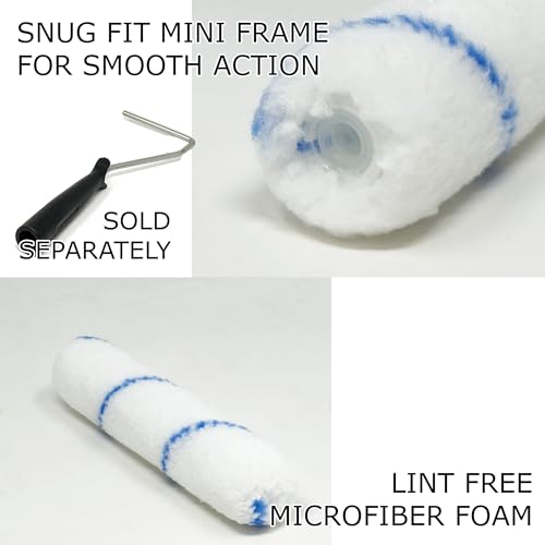 Allgala Mini Paint Roller 6" Mini 3/8" Nap Shedless Microfiber Roller Cover for Door Trim Furniture Cabinets - 24 Pack - size: 6" Micro (Pack of 24)