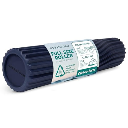 Oceanfoam Tidal Roller - Dark Navy - Muscle Massage Foam Roller for Back Pain & Stretching - Firm and Ergonomic Wide Wave Textured - Yoga, Athletics, & Wellness - Full Size, 20" x 5" - color: Dark Navy