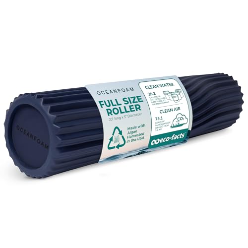 Oceanfoam Tidal Roller - Dark Navy - Muscle Massage Foam Roller for Back Pain & Stretching - Firm and Ergonomic Wide Wave Textured - Yoga, Athletics, & Wellness - Full Size, 20" x 5" - color: Dark Navy