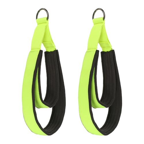 Pilates Double Loop Strap, D-Ring Padded Fitness Strap Pilates Handle Exercise - color: Neon Green