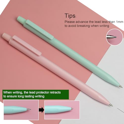 Pastel Aesthetic Mechanical Pencil Set 6 Pack with Eraesers 0.7mm | Complete Set with Break-Resistant Leads, 0.5mm 0.7mm & Combo available