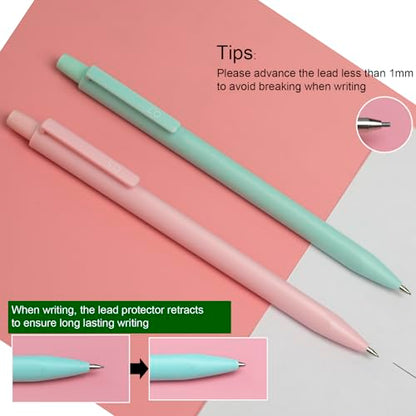 Pastel Aesthetic Mechanical Pencil Set 6 Pack with Eraesers 0.7mm | Complete Set with Break-Resistant Leads, 0.5mm 0.7mm & Combo available