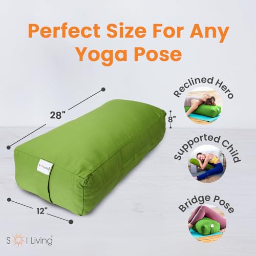 Pranayama Yoga Bolster Meditation Pillow - color: Green, size: Rectangular 28" x 12" x 8"