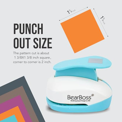 BearBoss 1.38 Inch Square Punch, Hole Punch Shapes, Set for Scrapbooking Festival Paper Greeting Card DIY Albums Photos - color: 1.38 Square punch