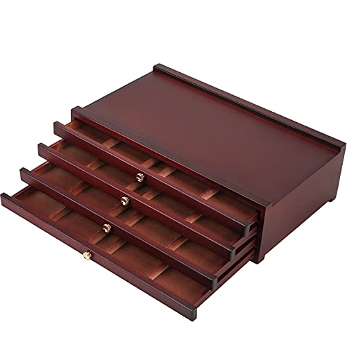 MEEDEN Art Supply Storage Box: 4 Drawers Pencil Organizer Craft Storage | Beech Wood Multifunctional Organizer Box with Compartments for Pastels, Colored Pencils, Pens, Makeup Brushes-Deep Walnut - size: 4 Layer Drawers