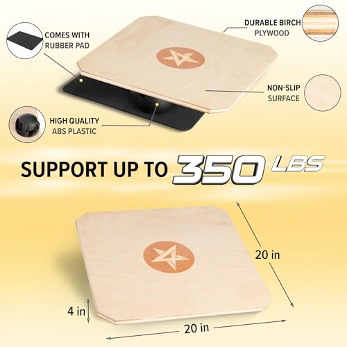 Yes4All 350LBS Professional Wooden Balance Board for Leg Workout, Anti-Slip Rocker Board, Wobble Board for Standing Desk - color: A0. Adjustable Height