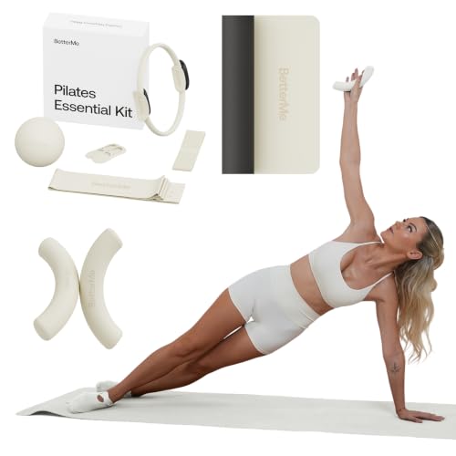 BetterMe Pilates Essential Kit with Pro Yoga Mat and Sculpt Dumbbells - Pilates Ring, Resistance Bands, Pilates Ball, Grip Socks, Non-Slip Yoga Mat and 2.2 lb Hand Weights