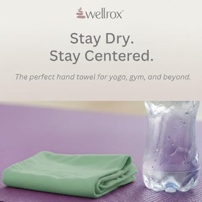 Wellrox Microfiber Yoga Hand Towel – Super Soft, Quick-Dry, Non Slip Yoga Towel for Hot Pilates, Gym & Workouts (26.5" x 16", Green) - color: Green