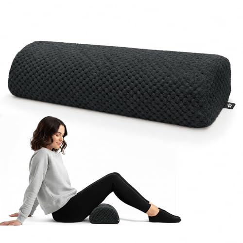 SPRING SEAON Half Moon Bolster Knee Pillow for Back Sleeping Memory Foam Leg Pillow for Ankle and Foot Comfort Under Knee Pillow for Side Sleepers Machine Washable Cover(17" x 7.5" x 4.3") - color: Grey
