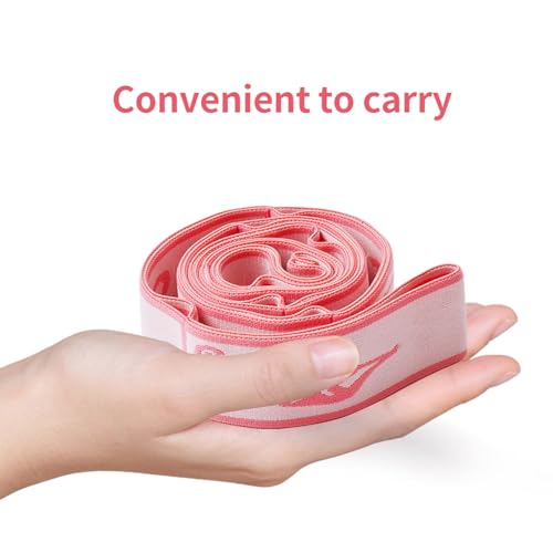 9 Loops Elastic Yoga Strap - Adjustable Stretching Band for Physical Therapy, Dance, Pilates & Gymnastics, Multi-Loop Exercise Band for Flexibility, Home Workout - color: Pink