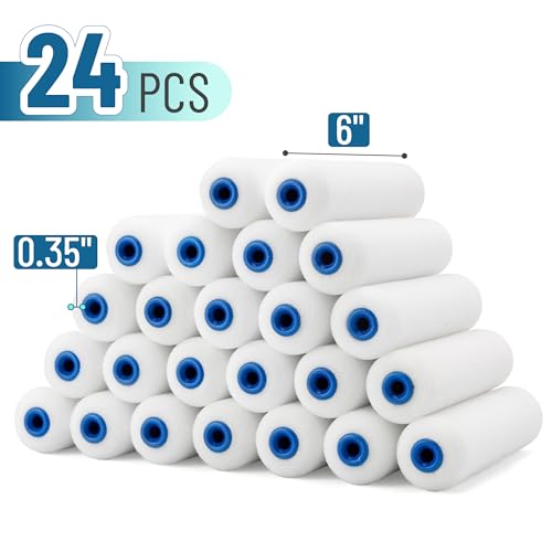 Bates- Foam Paint Roller Covers, 6", 24 Pack, White, High Density Foam Roller Paint - size: 24 Pack