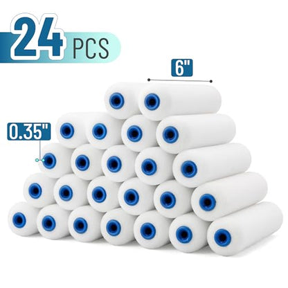 Bates- Foam Paint Roller Covers, 6", 24 Pack, White, High Density Foam Roller Paint - size: 24 Pack