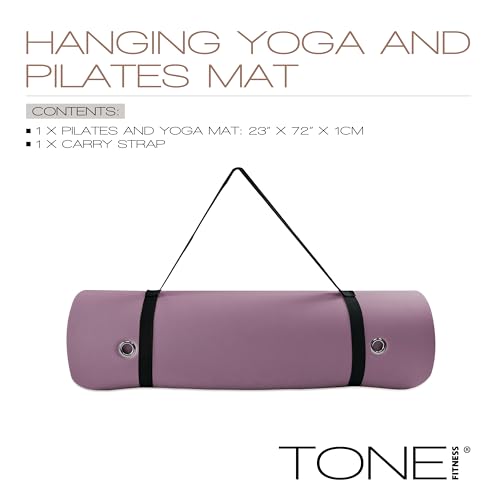 TONE Fitness Hanging Yoga Mat, Pilates Mat, Exercise Mat for Home Workouts with Carry Strap | V Pattern | Multiple Colors - color: Purple