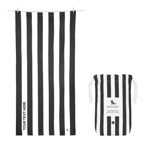 Dock & Bay Beach Towel - Quick Dry, Sand Free - Compact, Lightweight - 100% Recycled - Includes Bag - Cabana - Kamari Charcoal - Large (160x90cm, 63x35) | Sand-Resistant, Includes Travel Bag, Lightweight & Compact, 100% Recycled DryQ Fabric, Large (160x90