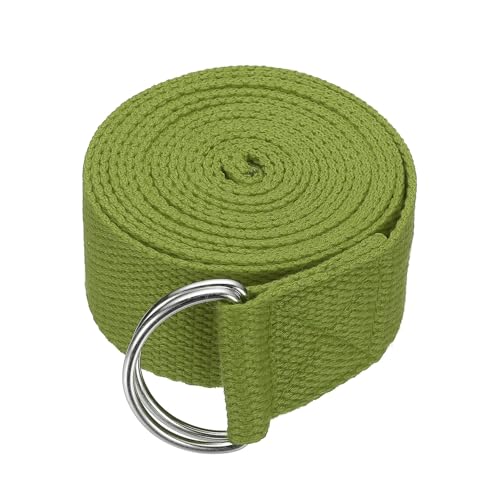 Yoga Strap for Stretching, Athletic Stretch Band with Adjustable Metal D Ring Buckle Yoga Bands - color: Dark Green, size: 8.2ft
