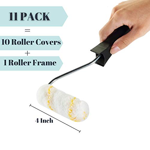 Bates- Paint Rollers, 4 inch Paint Roller with 10 Covers, Wall Painting Tool - color: White, size: 4 inch Paint Roller+10 Covers