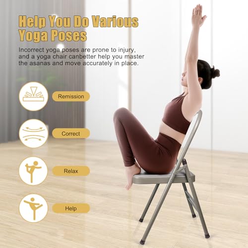 INNOLIFE Modern Minimalist Yoga Chair, Foldable & Space-Saving, 300 lbs Capacity, Grey - color: Grey