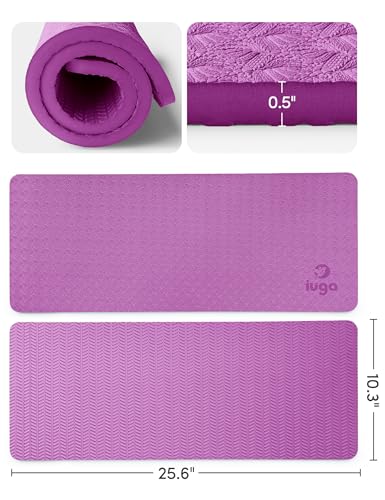 IUGA Yoga Knee Pads Cushion Non-Slip Knee Mat for Elbows Wrist Pain in Yoga Planks Floor Exercises Portable Extra-thick Cushioning - color: Violet