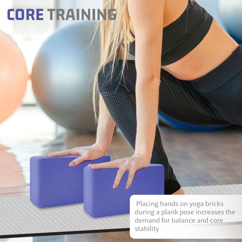 biguphate 2 Pack Yoga Blocks, 3"x6"x9" Rounded Edges Non-Slip, Yoha Bricks | Supportive Latex Free, Lightweight Ideal Pilates Block for Pilates Meditation Balance Stretching Deep Poses - color: Purple