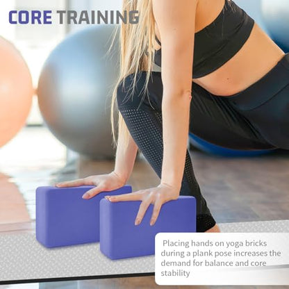 biguphate 2 Pack Yoga Blocks, 3"x6"x9" Rounded Edges Non-Slip, Yoha Bricks | Supportive Latex Free, Lightweight Ideal Pilates Block for Pilates Meditation Balance Stretching Deep Poses - color: Purple