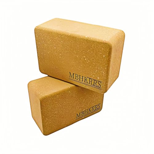 Yoga Block - Fine-Grain Cork Block, Yoga Equipment, Home Gym Accessory, Pilates Tool, Lightweight for Travel, Extra Firm Workout Accessory with Comfortable Edges - color: Cork 2-pack