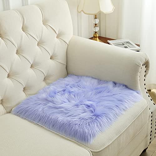 Softlife Square Faux Fur Sheepskin Chair Cover Seat Cushion Pad Super Soft Area Rugs for Living Bedroom Sofa (1.6ft x 1.6ft, Lavender) 1 pack - color: Lavender
