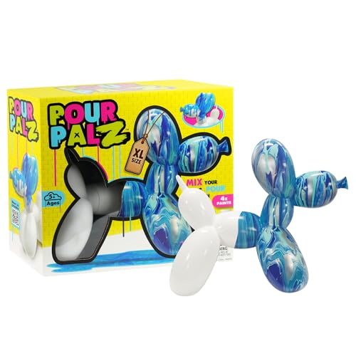 DIY Paint Pouring Kit – 1 XL Balloon Dog, 4 Acrylic Pour Paints, Mixing Cups & Tools, Create Unique Marbled Art, Fun Hands-On Craft Kit for Kids & Adults, Ocean Blue, Ages 5+ - color: Dog Ocean Blue