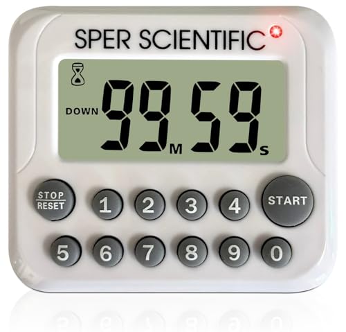 Sper Scientific Digital Count Up/Down Timer with Audible & Visual Alarm 810003 – Timer with Large Display & Loud Alarm with Up to 99 Minute Countdown - for Labs, Cooking, Workouts, Classroom & More - size: 1 Pack
