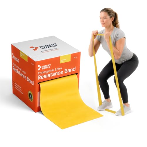 Pure PT Premium Latex Resistance Band – Elastic Exercise Bands | Premium latex resistance band for strength training, yoga & physical therapy | Elastic Workout Bands | Exercise Bands - color: Yellow: Light, size: 25 Yards