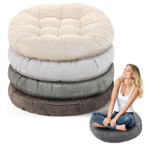 Jerify Graded Grey 4 Pcs Large Floor Pillow Cushion,Round 22 x 22 | Round Square Flexible Seating Floor Meditation Pillow for Classroom Adult Picnic Party Learning Daycare School Reading Corner - color: Graded Gray, size: Round 22 x 22