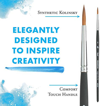 Princeton Aqua Elite, Series 4850, Synthetic Kolinsky Watercolor Paint Brush,Round, 3 - size: Size 3