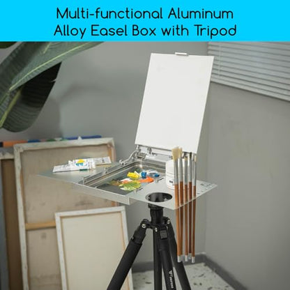 MEEDEN Plein Air Easel for Painting: Adjustable Aluminum Alloy Sketchbox Easel, Collapsible Portable Tripod for Artists, Travel Art Easel Desktop Table Easel Stand