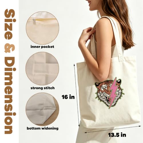 VICBOU Christian Canvas Tote Bag for Women Girls Birthday,Shoulder Bag with Pocket for Grocery Shopping Beach - color: Bibletiger