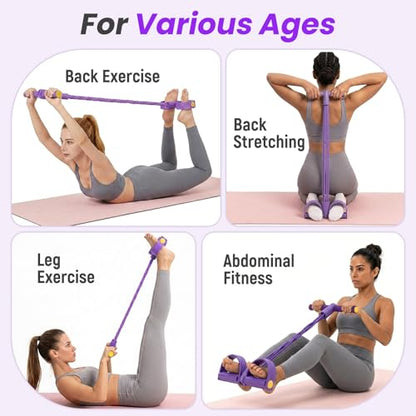 Asnomy Band Set – 8-Tubes Pedal Resistance Band with Handle, Ankle Resistance Band with Figure 8 Resistance Band for Strength Exercises, Training for Stretching The Abdomen,Waist,Arms and Legs - color: Purple