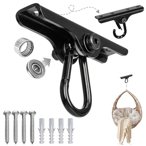 Heavy Punching Bag Hanger | Wall/Ceiling Mount Hook with 180° / 360° Rotation | Wood Beam Holder for Boxing, Weight Training, Aerial Yoga Swing & Hammock - size: 180° Swing with spring hook