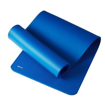 Amazon Basics Extra Thick Exercise Yoga Mat with Carrying Strap - color: Blue, style: 1/2 Inch