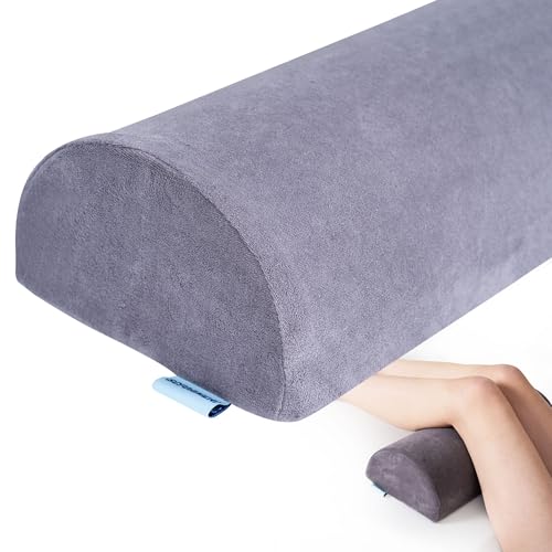 Knee Pillow for Back Sleeping, Pain Relief Memory Foam Bolster for Legs, Under Knee & Bed, Roll Round Support Wedge, Half Moon Pillow Ideal for Massage Table, Grey - size: Standard