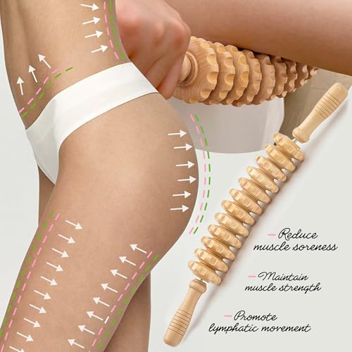 Curved Wood Therapy Massage Stick, Wooden Cellulite Muscle Roller for Legs - color: Wood-12 Rollers