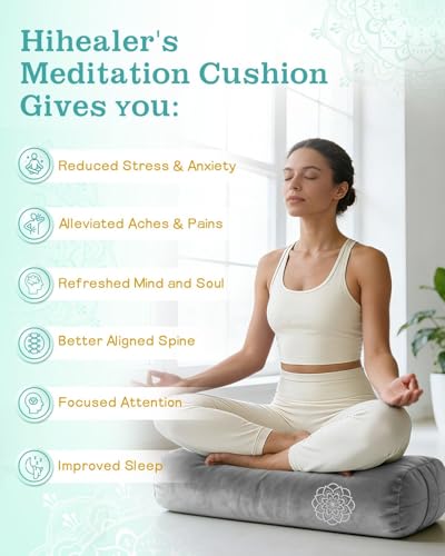 3 in 1 Yoga Bolster Pillow Set, Premium Rectangular Velvet Cushion - color: Stone Gray