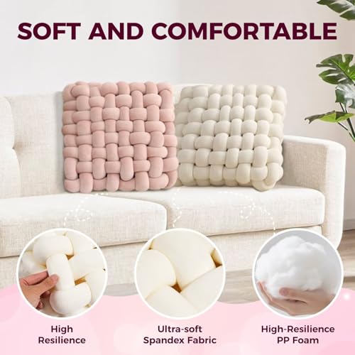 Knot Throw Pillows Square Grey 15.7" | Soft Accent Pillows, Decoration Cushion, For Couch Home Office Living Room Bedroom Bed Sofa - color: Grey, size: 15.7"×15.7"