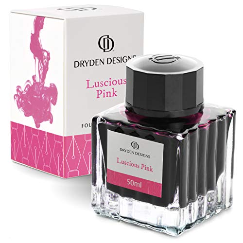 Fountain Pen Ink Bottle Luxury Edition, (Luscious Pink) Fountain Pen Bottled Ink. Compact Designed Bottle (Model: Smooth Flow 50ml) - color: Pink [Luscious Pink] Ink Bottle