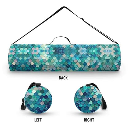 Yoga Mat Bag for Women & Men Full-Zip Yoga Mat Carrier Bag for Class Workout Park with Adjustable Strap - color: Blue Fish Scale1