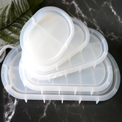 5 Pcs Oval Tray Resin Molds Set - 12'', 10'', 9'', 7'', 5.7'' Oval Tray Molds for Epoxy Resin, Jewelry Holder, Concrete, Gypsum - color: 5 pcs Oval Tray Resin Molds