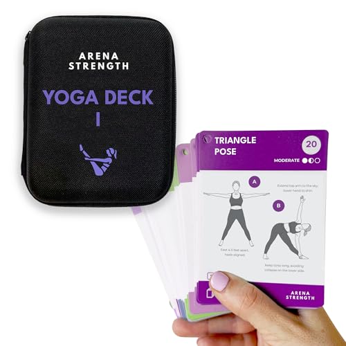 Arena Strength Yoga Asana Cards Deck 1-52 Waterproof Yoga Pose Cards with Illustrated Exercise Guide, Qr Code Tutorials & 10 Practice Sequences - Perfect for Home, Studio, Teaching & Daily Practice